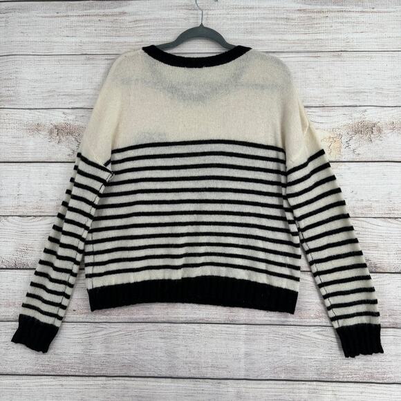 Rails Wool Cashmere Blend Perci Bretton Heart Sweater Womens Large Cream Black - Picture 2 of 14